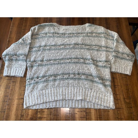 Maurices plus size 2xl striped scoop neck pullover sweater 3/4 sleeve wool blend - Picture 2 of 4